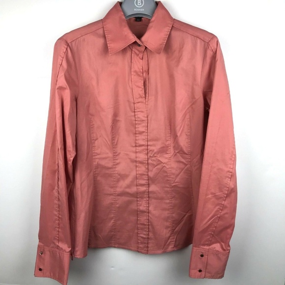 Hugo BOSS Bashina Collar Blouse Sand Rose SZ S - Picture 1 of 5